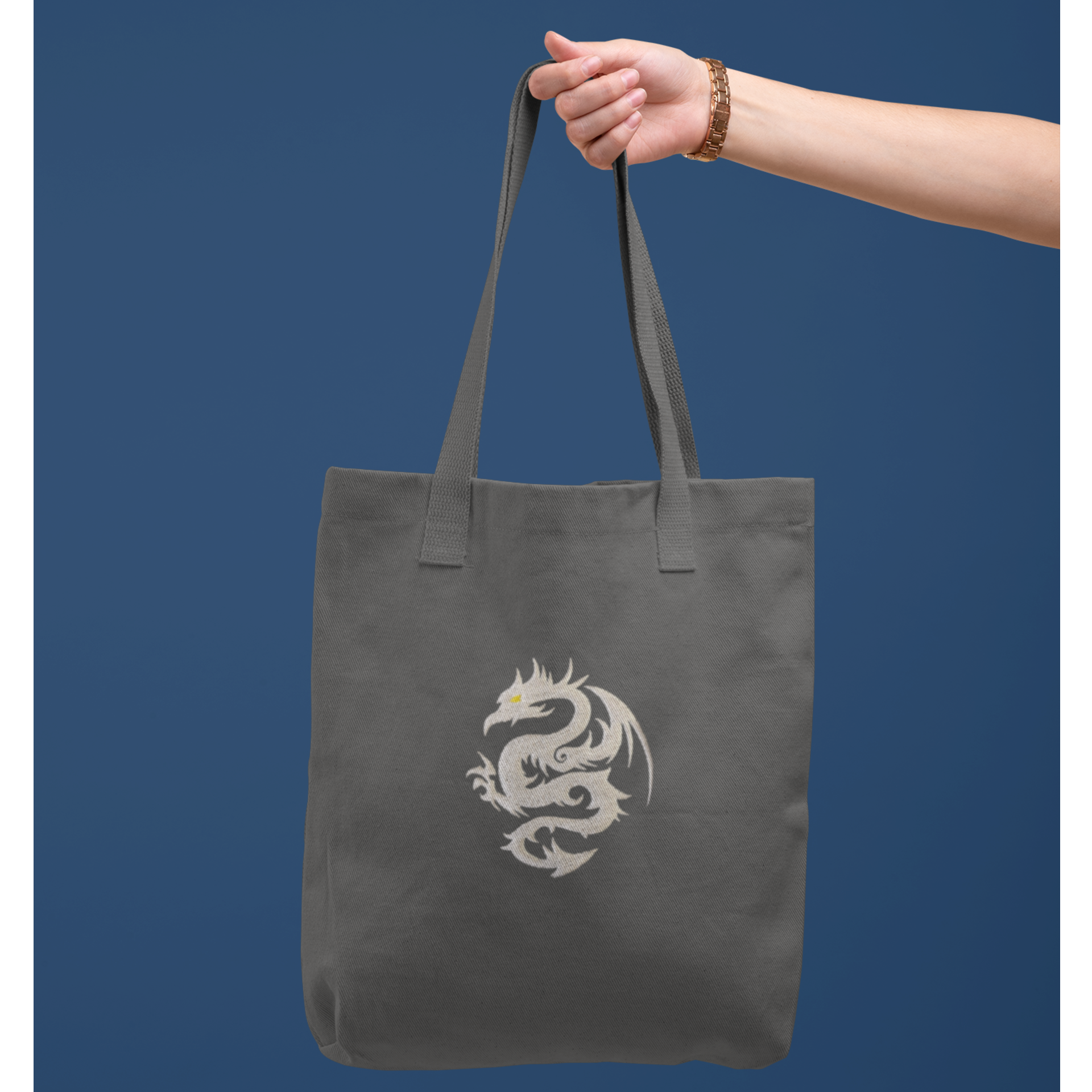 Tribal-Drache Stickmuster auf weißer Tragetasche