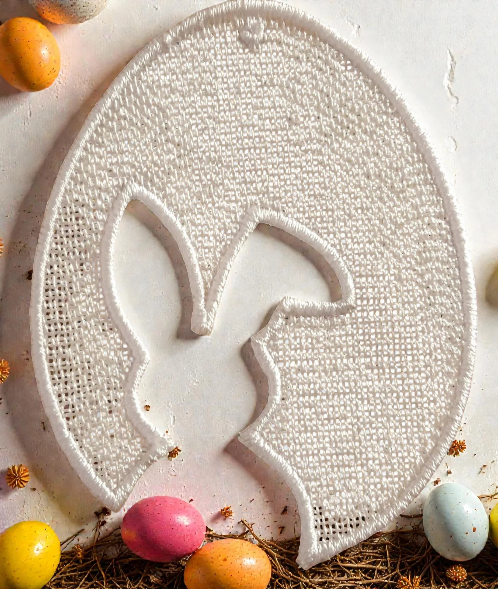 Osterornament Hase Silhouette Stickmuster Hauptansicht